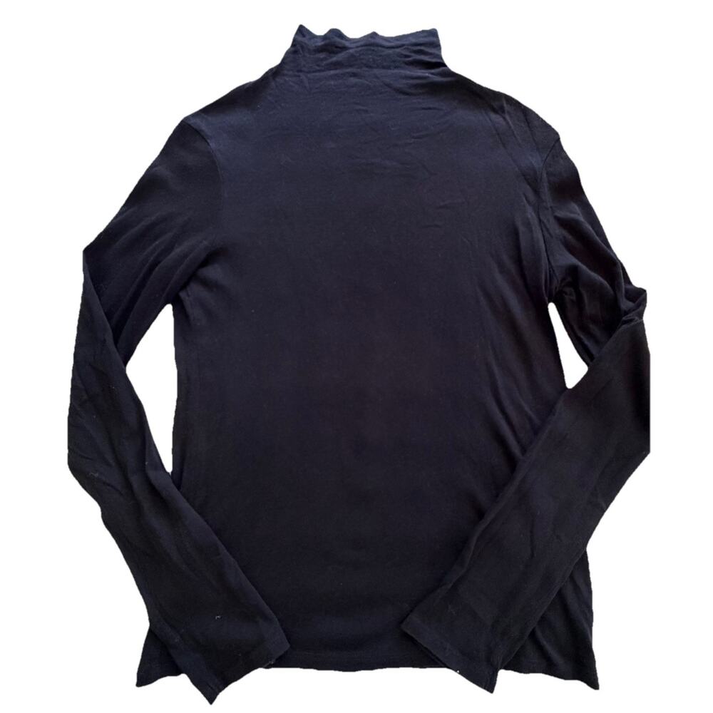 Vince Womens Black Lightweight Mock Neck Long Sleeve Blouse L Capsule Classic